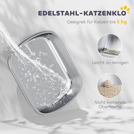Nerūdijančio plieno uždara kačių kraiko dėžutė su samteliu