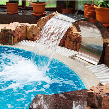 Stainless Steel Pool Waterfall Fountain, 11.8-Inch Outlet