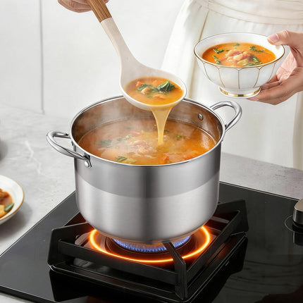Stainless Steel Stock Pot 11.4 L, Glass Lid, Induction