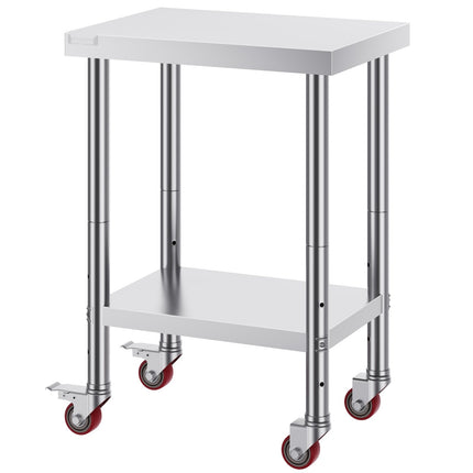 Stainless Steel Work Table 24x18x34, 4 Wheels, 700 lb