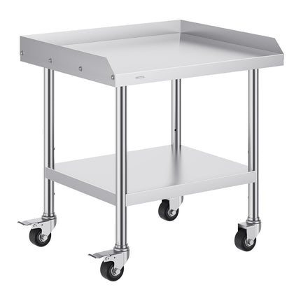 Stainless Steel Work Table 24 x 28 in, Casters, Backsplash