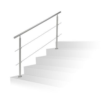 Nerūdijančio plieno laiptų turėklai 1,5 m / 2 stulpai / 3 skersiniai