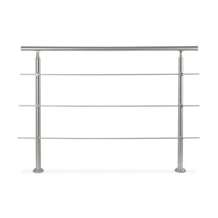 Nerūdijančio plieno laiptų turėklai 1,5 m / 2 stulpai / 3 skersiniai