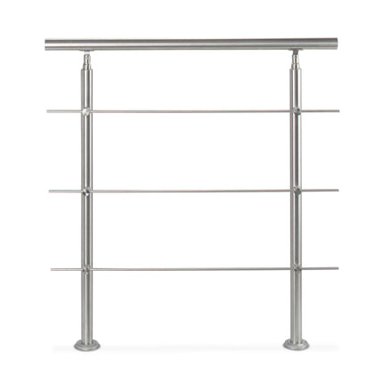 Nerūdijančio plieno laiptų turėklai 1,0 m / 2 stulpai / 3 skersiniai