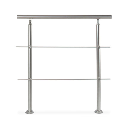Nerūdijančio plieno laiptų turėklai 1,0 m / 2 stulpai / 2 skersiniai
