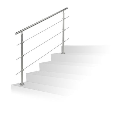 Nerūdijančio plieno laiptų turėklai 1,5 m / 2 stulpai / 3 skersiniai