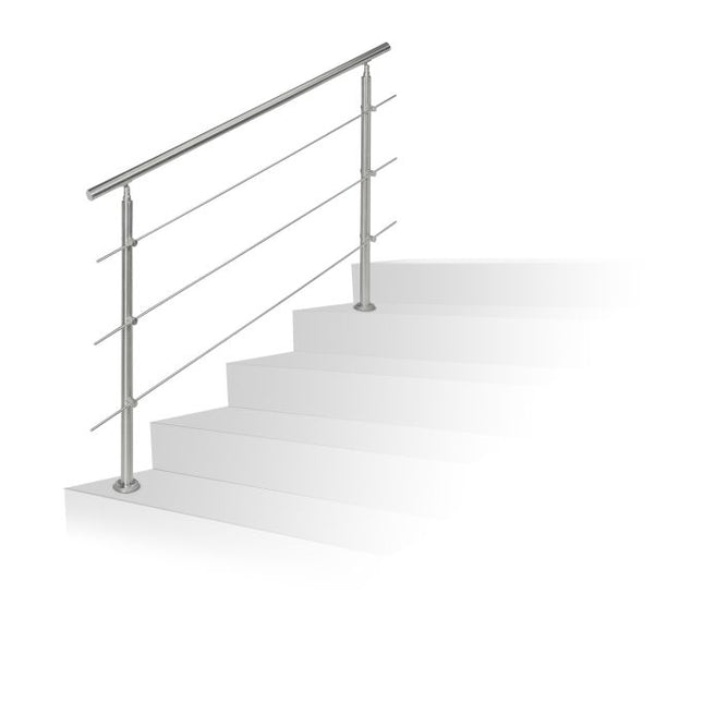 Nerūdijančio plieno laiptų turėklai 1,5 m / 2 stulpai / 3 skersiniai