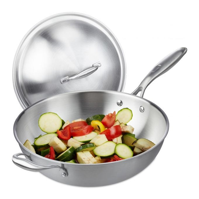 Nerūdijančio plieno wok su dangčiu