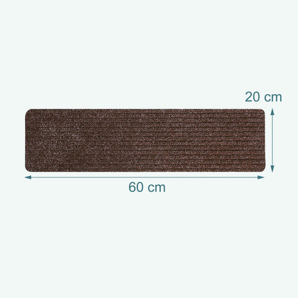 Laiptų kilimėlių rinkinys, 16 vnt., 65 x 20 cm, neslystantys, lengvai prižiūrimi