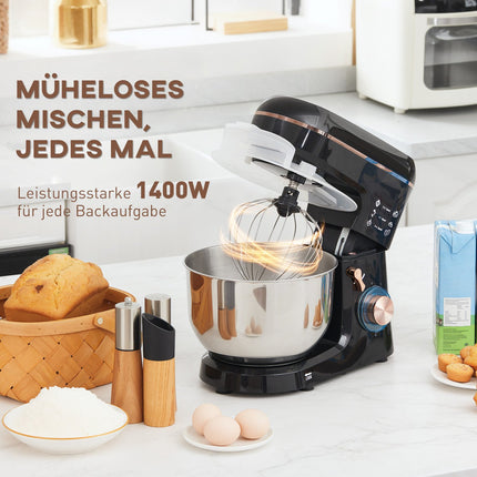 Virtuvinis maišytuvas, 6 greičiai, 5,5 l nerūdijančio plieno dubuo, juodas