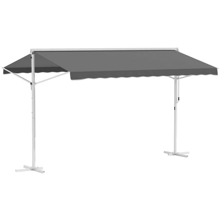 Pastatoma sodo markizės markizė su sulankstoma rankena, terasos pilka, 4x3m
