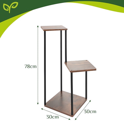 Standing Flower Stand 78 cm with 3 Shelves, Iron Frame, 40 kg Load