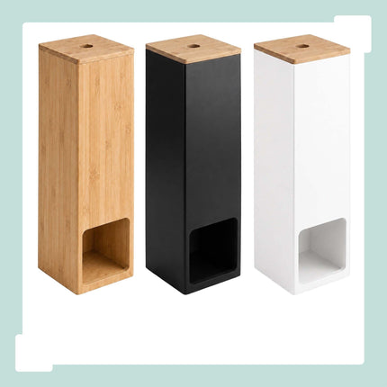 Standing Toilet Roll Holder for 4 Rolls, Wall-Mountable, White