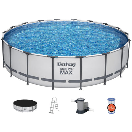 Steel Frame Above Ground Pool, 5.49m x 1.22m, Easy Setup