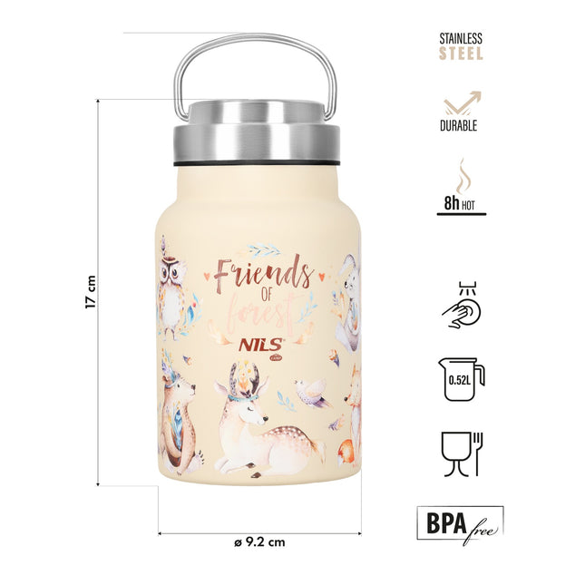 Plieninis vandens butelis, 520 ml, miško žalia