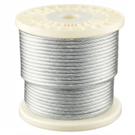 Steel Wire Rope, 1/4 In x 250 Ft, Galvanized, Gloves