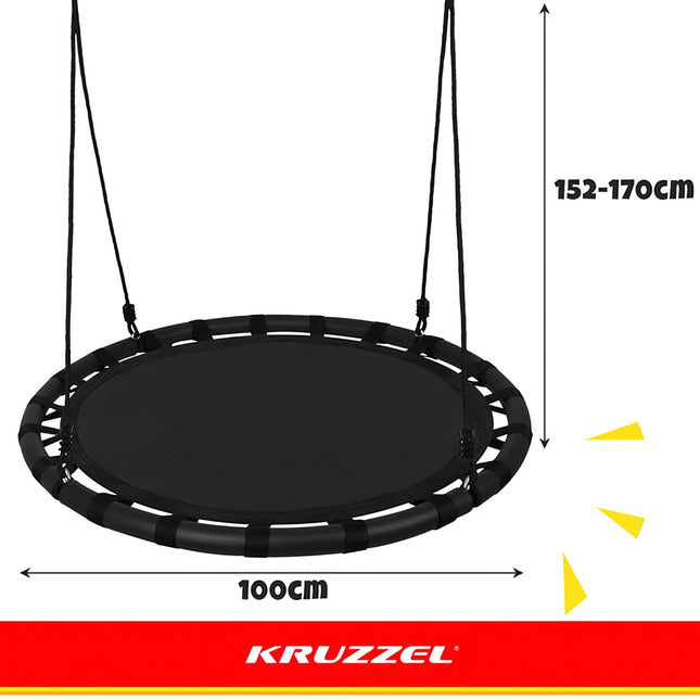 Gandro lizdo sūpynės, 100 cm, juodos