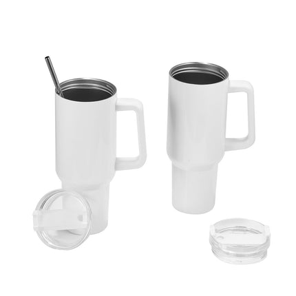 Sublimation Tumblers 8-Pack, 40 oz, Handle, Lids, Straws