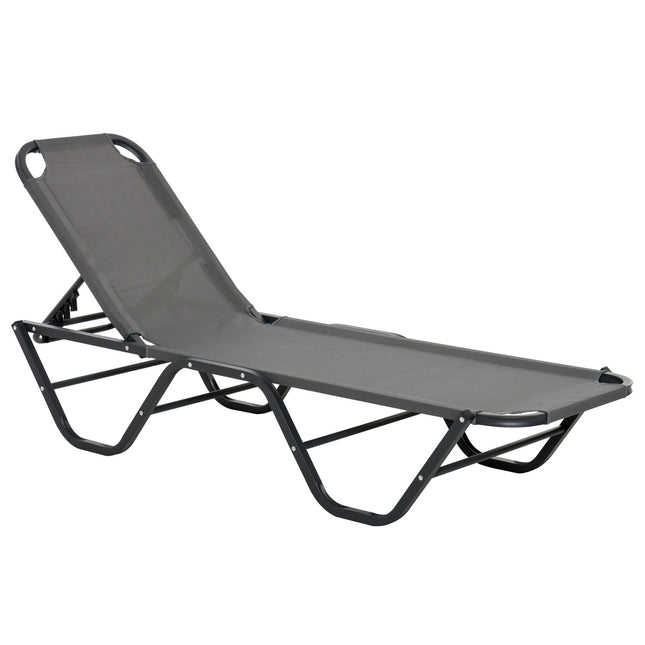 Saulės Gultas Paplūdimio Gultas 5 Pakopų Aliuminis Sodo Gultas Poilsio Gultas Textline Pilkas + Juodas 163 X 58,5 X 91 Cm