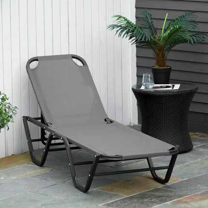 Saulės Gultas Paplūdimio Gultas 5 Pakopų Aliuminis Sodo Gultas Poilsio Gultas Textline Pilkas + Juodas 163 X 58,5 X 91 Cm
