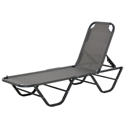 Saulės Gultas Paplūdimio Gultas 5 Pakopų Aliuminis Sodo Gultas Poilsio Gultas Textline Pilkas + Juodas 163 X 58,5 X 91 Cm