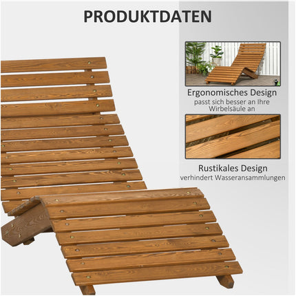 Saulės gultas, Dengiamas krėslas, Sodo gultas, Poilsio gultas baseinui, Balkonas, Iki 120 Kg, Tvirta mediena, Tikmedis, 66 X 170 X 77 Cm