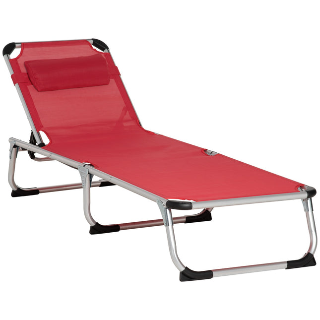 Saulės Gultas Sodo Gultas Aliuminio Audinio Gultas Poilsio Gultas 5 Padėčių Reguliuojamas Sulankstomas Ergonomiškas Tinklelis raudonas 170 X 60 X 76 Cm