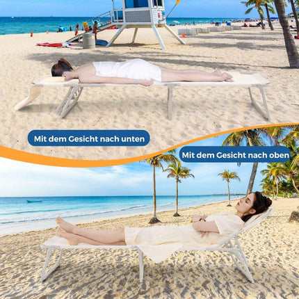 Sun lounger with openings for face and arms, folding garden lounger, deck chair can hold up to 200 kg