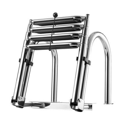 Swim Deck Boat Ladder, 4-Step 304 Stainless, Folding Telescoping