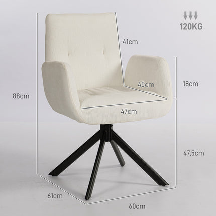 Pasukama akcentinė kėdė, modernus dizainas, kreminės baltos spalvos, 120 kg keliamoji galia