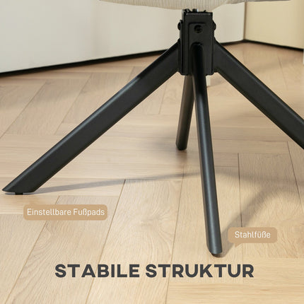 Pasukama akcentinė kėdė, modernus dizainas, kreminės baltos spalvos, 120 kg keliamoji galia
