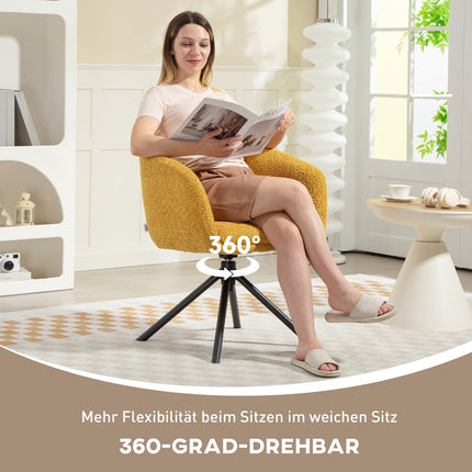 Sukamas fotelis, patogi sėdynė, minkštas užvalkalas, geltonas