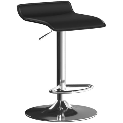 Swivel Bar Stool 55–76 cm with Gas Lift and Footrest, Black, Silver Steel Base