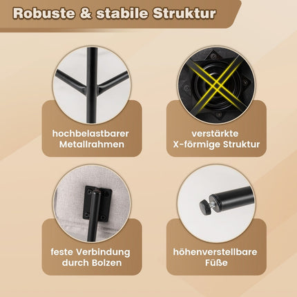 Pasukamos baro kėdės, 2 vnt. komplektas, smėlio spalvos, aptrauktos linu