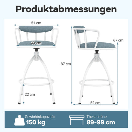 Pasukamos baro kėdės su atlošu ir kojų atrama, 2 vnt. komplektas
