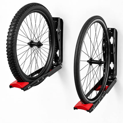 Swivelling Vertical Bicycle Wall Mount, Set of 2 – Wall Protectors, Black, Red
