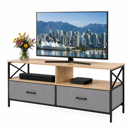 Žema TV spintelė su daiktadėže, pilkai juoda, 120 cm
