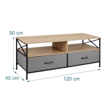 Žema TV spintelė su daiktadėže, pilkai juoda, 120 cm