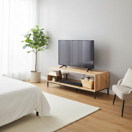 TV staliukas su atviromis lentynomis 55 colių ekranams