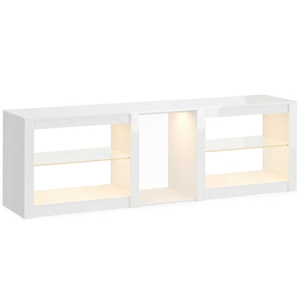 TV staliukas su RGB LED lemputėmis, blizgiai baltas, 160 cm