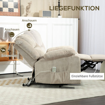 Electric recliner, standing aid, pocket spring, light grey