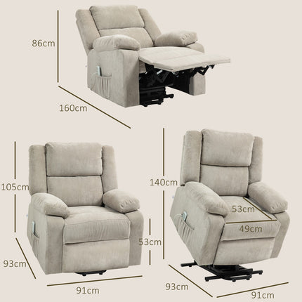 Electric recliner, standing aid, pocket spring, light grey
