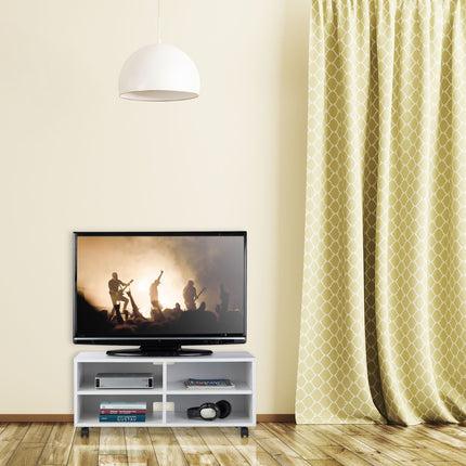 TV staliukas su 4 skyriais ir ratukais