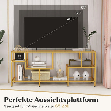 TV spintelė TV staliukas televizoriams iki 65 colių TV staliukas auksinis 147 x 40 x 62 cm