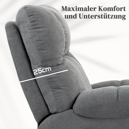 Lounger with standing aid, massage and height adjustment