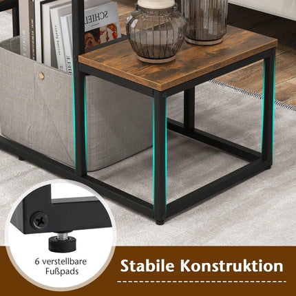 TV konsolinis staliukas 50 colių televizoriams, pramoninės medijos konsolė su atviromis lentynomis, 108 x 40 x 65 cm, kaimiškos rudos spalvos