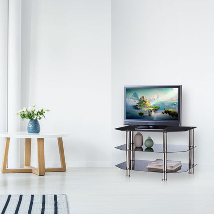 TV staliukas, juodas stiklas