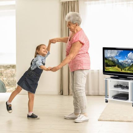 TV staliukas su ratukais ir 2 skyriais