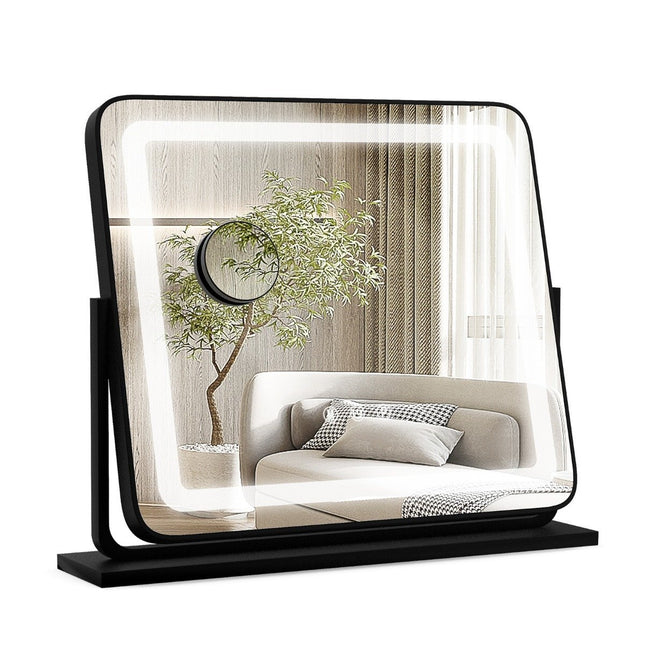 Stalinis LED apšviestas makiažo veidrodis su šviesomis, 56 x 12 x 48 cm, juodas