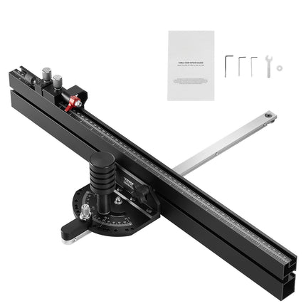 Table Saw Miter Gauge, 3/4 x 3/8 in Slot, 15 Stops